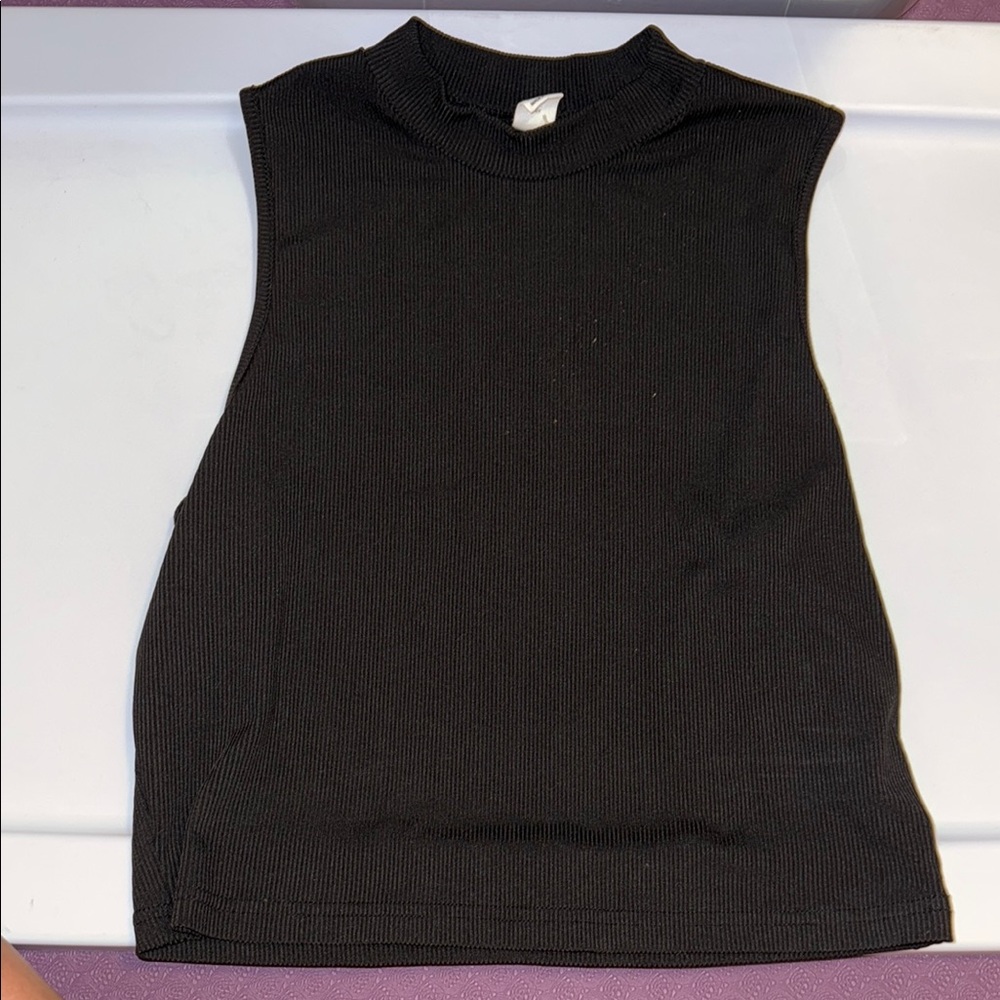 Black Sleeveless Ribbed Top